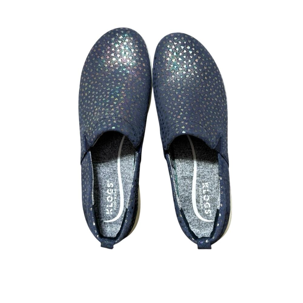 Klogs Leena Women’s Slip On Navy Blue Leather Loafers & Iridescent Accent 11 M